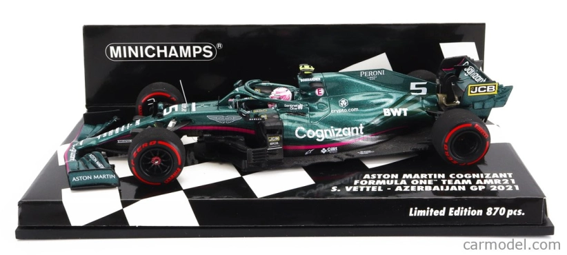 Minichamps Aston martin F1 Amr21 Mercedes M12 Eq Power+ Team Cognizant Formula One N 5 2nd Azerbaijan Gp 2021 Sebastian Vettel 1:43 Zelená