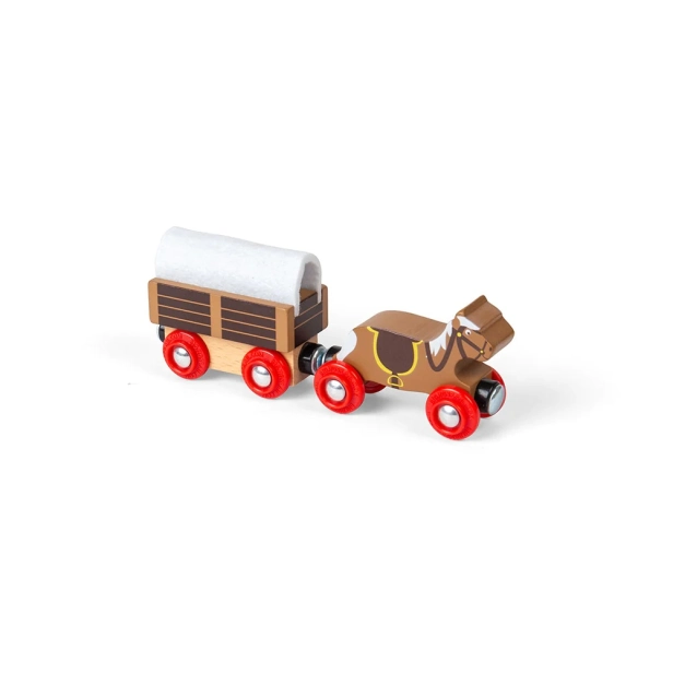 Bigjigs Rail Drevená vláčiková dráha Divoký západ 62 kusov