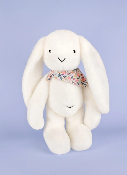 Doudou Plyšový králík XXL s šátkem bílý 50 cm