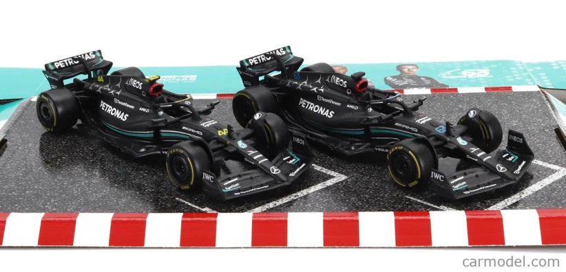 Bburago Mercedes gp Set F1 2x W14 Team Mercedes-amg Petronas Formula One N 44 Season 2023 Lewis Hamilton + N 63 Season 2023 George Russell 1:43 Matt Black