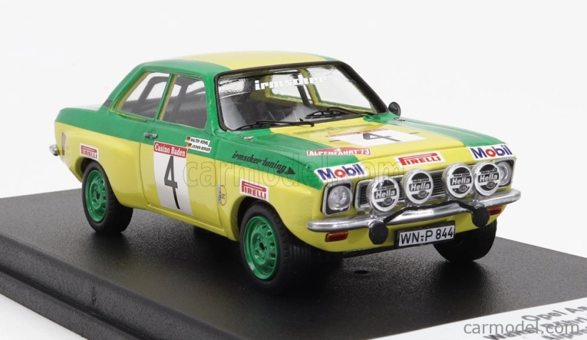 Trofeu Opel Ascona (nočná verzia) N 4 Rally Alpenfahrt 1973 W.rohrl - J.berger 1:43 Žltozelená