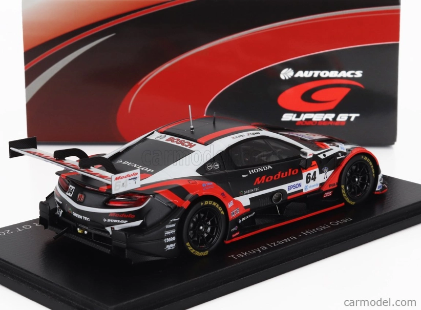 Spark-model Honda Nsx-gt Team Modulo Nakajima Racing N 64 Gt500 Trieda Super Gt 2020 Takuya Izawa - Hiroki Otsu 1:43 Čierna biela červená