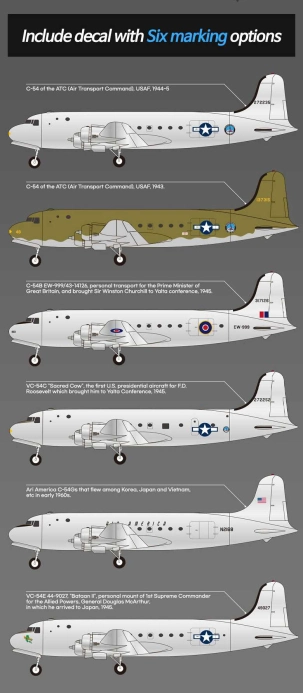 Model Kit letadlo 12652 - USAF C-54 SKYMASTER (1:144)