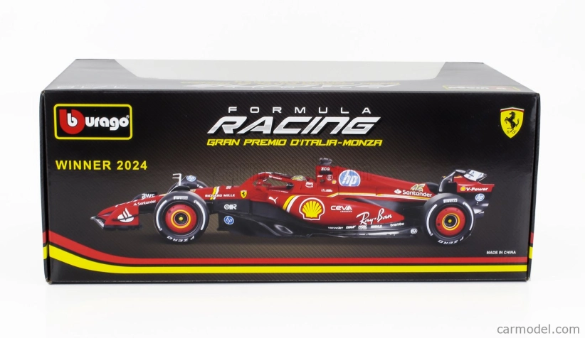 Bburago Ferrari F1 Sf-24 Team Scuderia Ferrari N 16 Winner Italy Monza Gp 2024 Charles Leclerc 1:18 červená biela čierna