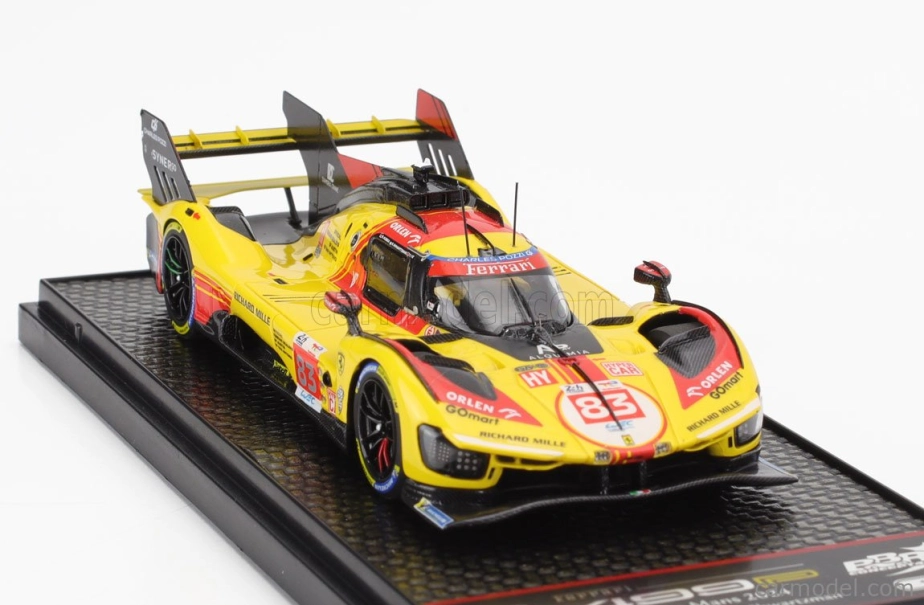 Bbr-models Ferrari 499p 3.0l Turbo V6 Team Af Corse N 83 24h Le Mans 2024 Robert Kubica - Robert Shwartzman - Yifei Ye 1:43 Žltá červená