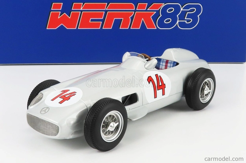Werk83 Mercedes benz F1 W196 N 14 2nd Belgium Gp 1955 Stirling Moss 1:18 Silver