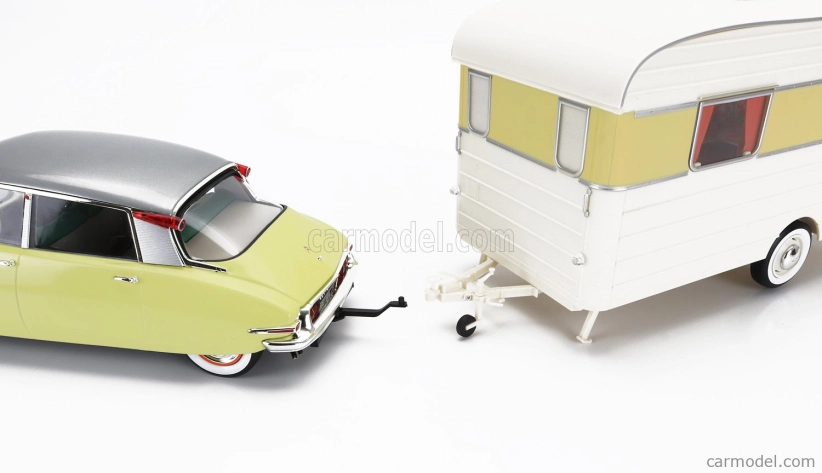 Norev Citroen Ds19 s Roulotte 1960 1:18 žltá biela