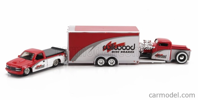 Maisto Chevrolet 454 Ss Pick-up With Trailer Car Transporter + Pick-up 1936 1:64 biela červená