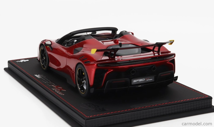 Bbr-models Ferrari Sf90 Xx Stradale Spider 2024 - Con Vetrina - With Showcase 1:18 Rosso Portofino - Červená Se Žlutou