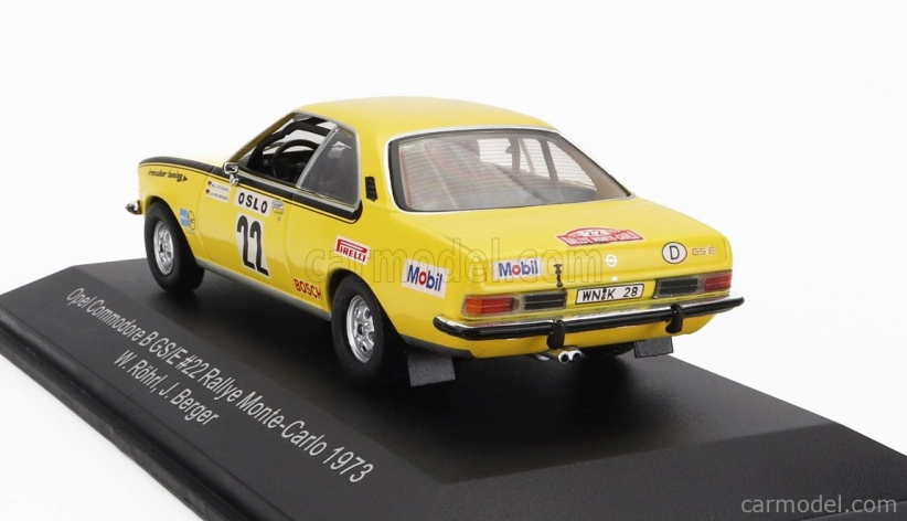 Cmr Opel Commodore B Gs/e (night Version) N 22 Rally Montecarlo 1973 W.rohrl - J.berger 1:43 Žlutá