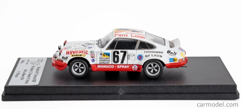 Trofeu Porsche 911 Carrera Rsr N 67 24h Le Mans 1974 William Vollery - Eric Vollery - Roger Dorchy 1:43 Bílá Zelená