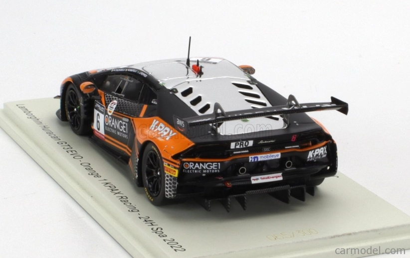 Spark-model Lamborghini Huracan Gt3 Evo Team Orange 1 Kpax Racing N 6 24h Spa 2022 J.pepper - A.caldarelli - M.mapelli 1:43 Orange Black