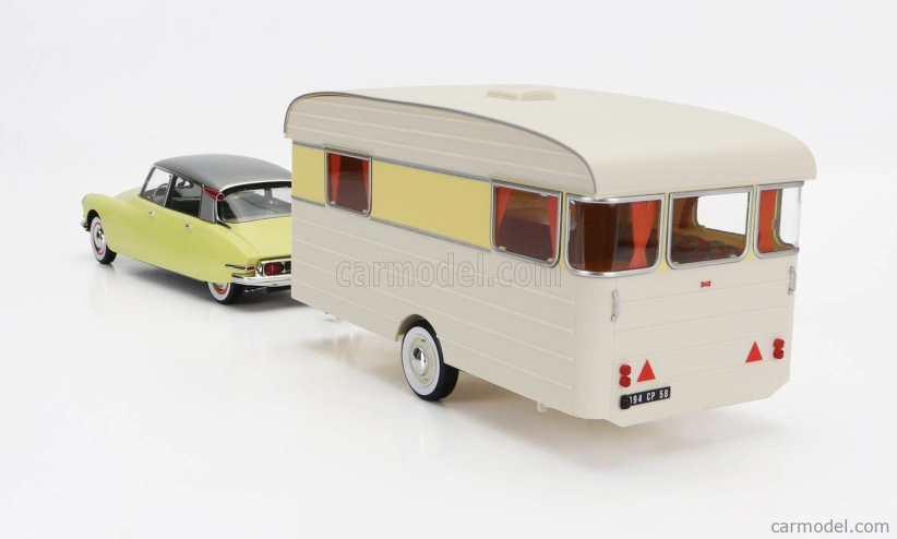 Norev Citroen Ds19 s Roulotte 1960 1:18 žltá biela