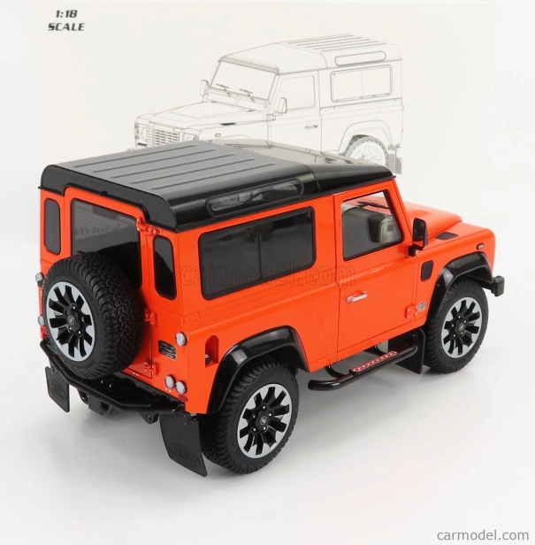 Lcd-model Land rover Defender 90 Works V8 70th Edition 2018 1:18 Orange