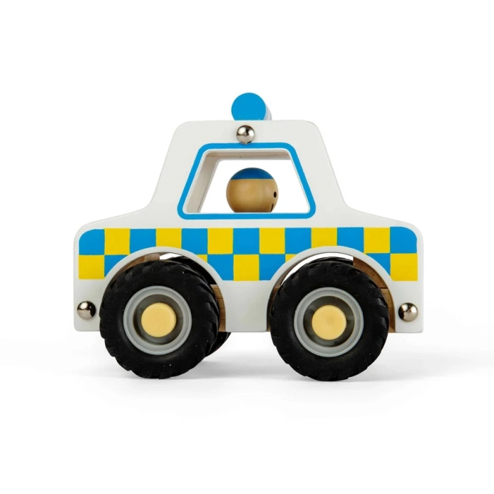 Bigjigs Toys Dřevěné mini policejní auto
