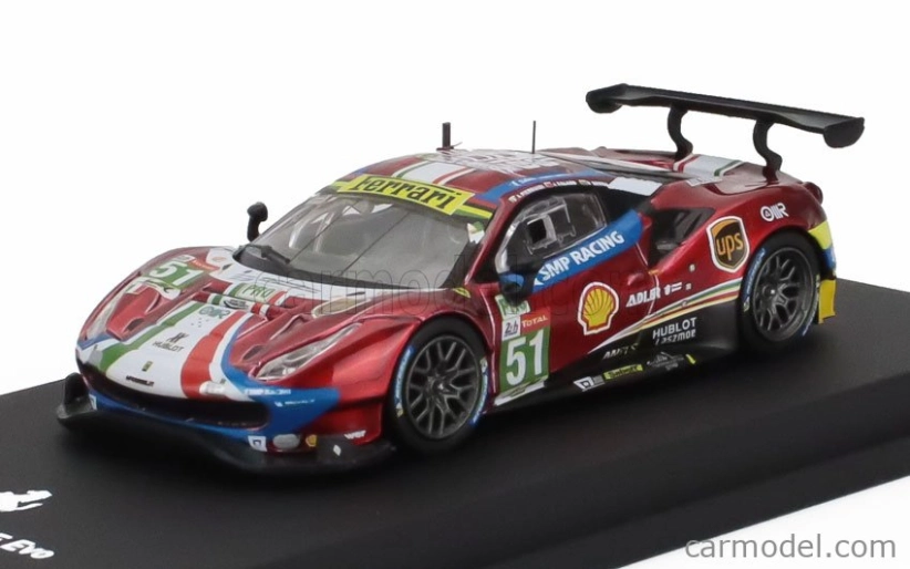 Edicola Ferrari 488 Gte Evo 3.9l Turbo V8 Team Af Corse N 51 Winner Class Lmgte Pro 24h Le Mans 2019 J.calado - A.pier Guidi - D.serra - Con Vetrina - With Showcase 1:64 Červená S Bílou Modrou