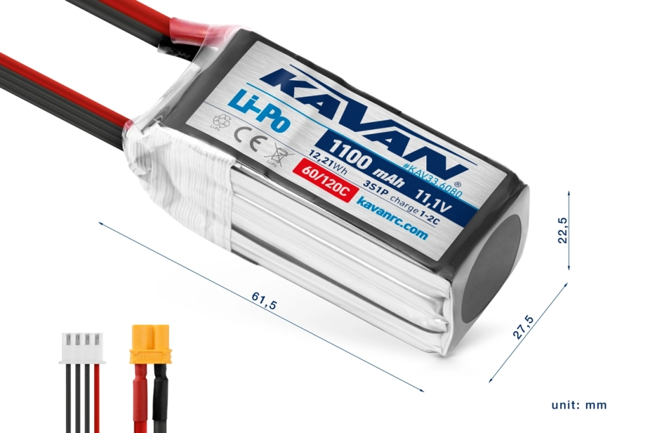 KAVAN - Li-Po 1100 mAh/11,1 V 60/120C, 12,21 Wh