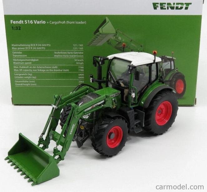 Universal hobbies Fendt 516 Vario Traktor s čelným nakladačom 4 X 80 Cargoprofi 2016 1:32 Zelená biela