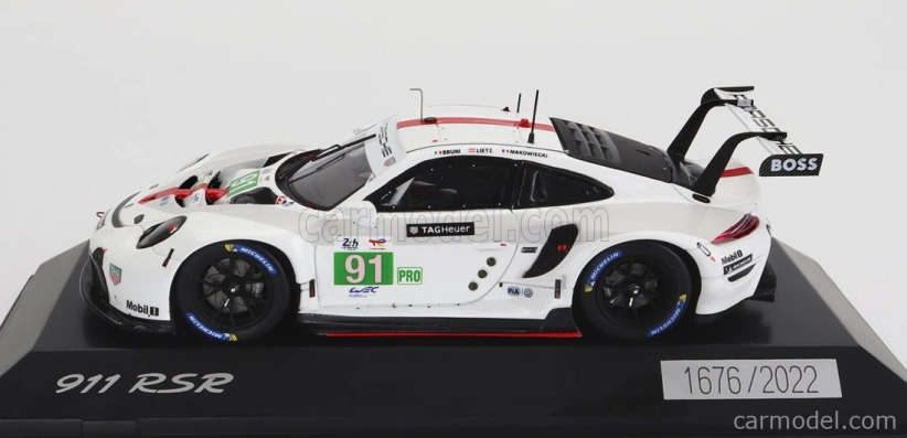Spark-model Porsche 911 991-2 4.2l Team Porsche Gt N 91 Winner Lmgte Pro Class 24h Le Mans 2022 Gianmaria Bruni - Richard Lietz - Frederic Makowiecki 1:43 Biela Sivá Červená