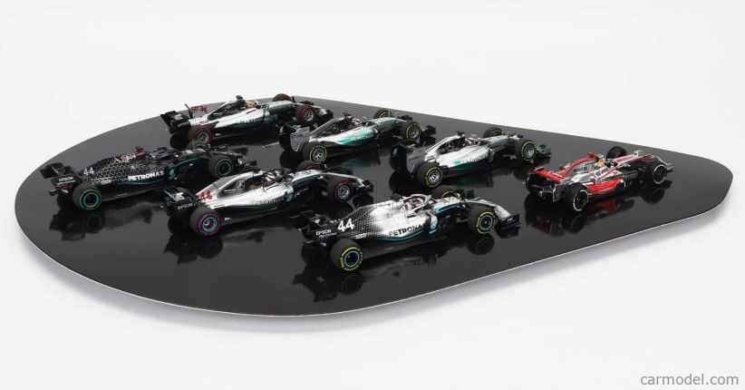 Minichamps Mercedes gp F1  Set 7x Lewis Hamilton World Champion - Mclaren Mp4/23 N 22 2008 - W05 Amg Petronas N 44 2014 - W06 Amg Petronas N 44 2015 - W08 N 44 2017 - W09 N 44 2018 - W10 N 44 2019 - W11 N 44 2020 1:43 Stříbrná Černá