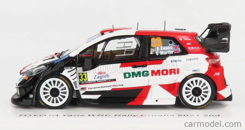 Spark-model Toyota Yaris Wrc N 33 2nd Rally Croatia 2021 E.evans - S.martin 1:43 Biela červená čierna