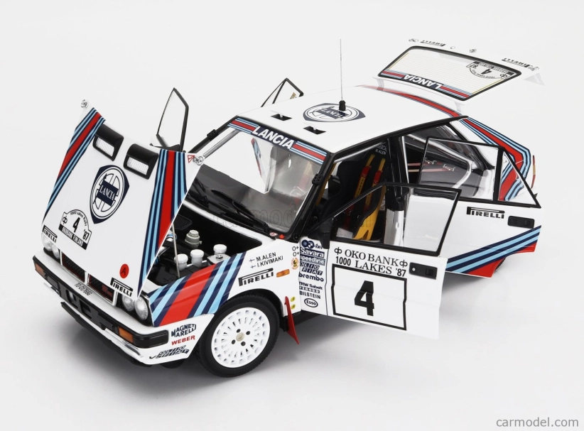 Kyosho Lancia Delta Hf Integrale 4wd Team Lancia  N 4 Winner Rally 1000 Lakes 1987 Markku Alen - Ilkka Kivimaki 1:18 Bílá Červená Modrá