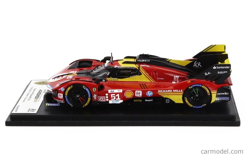 Looksmart Ferrari 499p 3.0l Turbo V6 Team Ferrari Af Corse N 51 3rd 24h Le Mans 2024 Alessandro Pier Guidi - James Calado - Antonio Giovinazzi 1:43 Červená Žlutá Černá