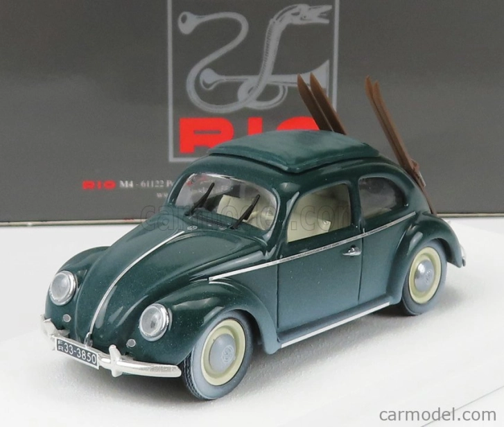 Rio-models Volkswagen Beetle Maggiolino Con Sci 1950 - Winter Vacation With Ski 1:43 Grey