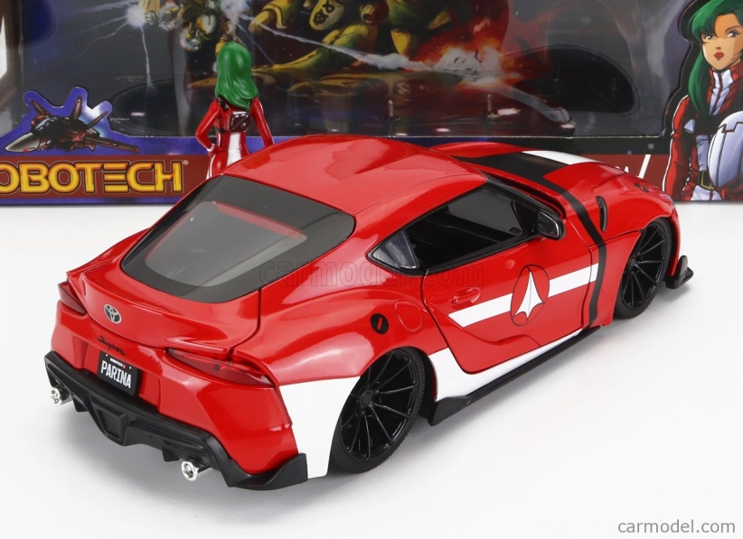 Jada Toyota Supra With Miriya Sterling Figure Robotech 2020 1:24 Červená Bílá
