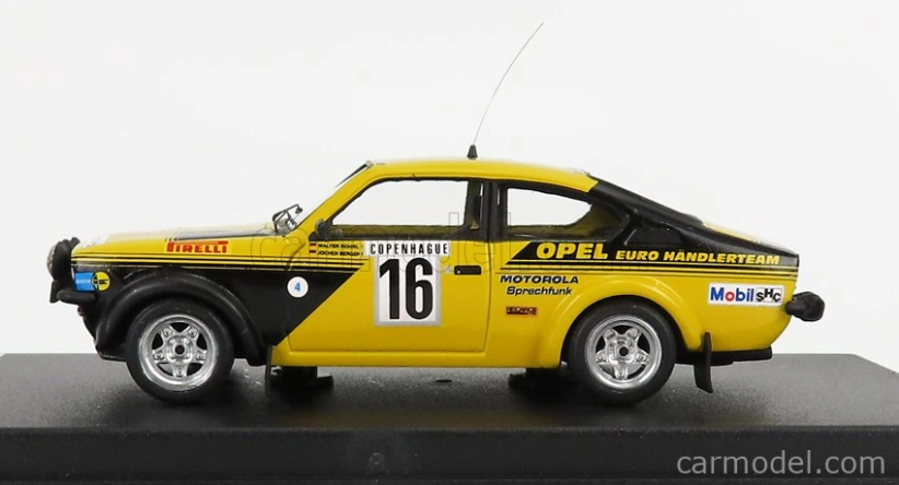 Trofeu Opel Kadett C Gt/e (nočná verzia) N 16 4th Rally Montecarlo 1976 Walter Rohrl - Jochen Berger 1:43 Žltá čierna