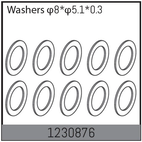 1230876 - 8*5.1*0.3 Washers (10)