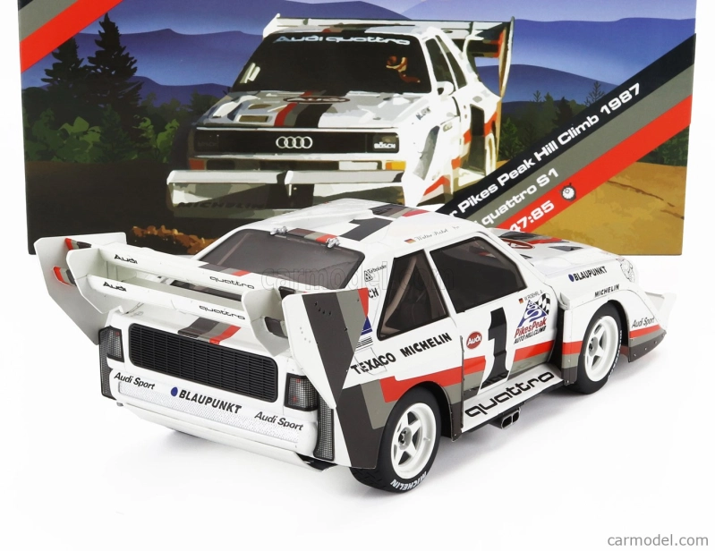 Werk83 Audi Quattro Sport S1 E2 N 1 Víťaz Rally Pikes Peak Hill Climb 1987 Walter Rohrl 1:18 Žltá Biela Červená