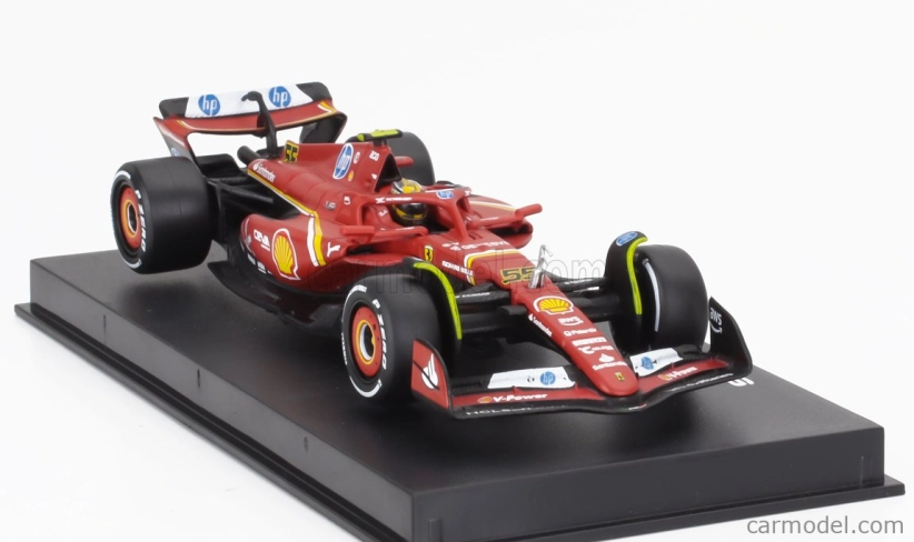 Bburago Ferrari F1 Sf-24 Team Scuderia Ferrari N 55 4th Italy Monza Gp 2024 Carlos Sainz – With Pilot And Showcase 1:43 červená biela čierna