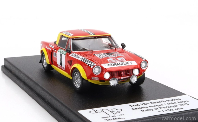 Trofeu Fiat 124 Abarth (night Version) N 8 Rally Portugal 1975 Antonio Borges - Joao Anjos 1:43 Červená Žlutá