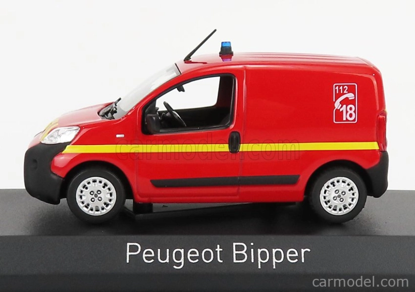 Norev Peugeot Bipper Van Fire Engine 2009 1:43 Červená Žlutá