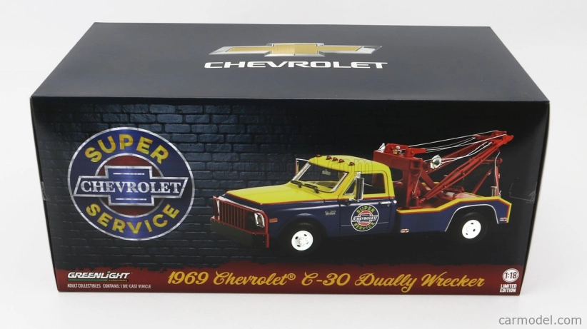 Greenlight Chevrolet C-30 Truck 1969 Odtahový vůz 1:18, modrožlutá
