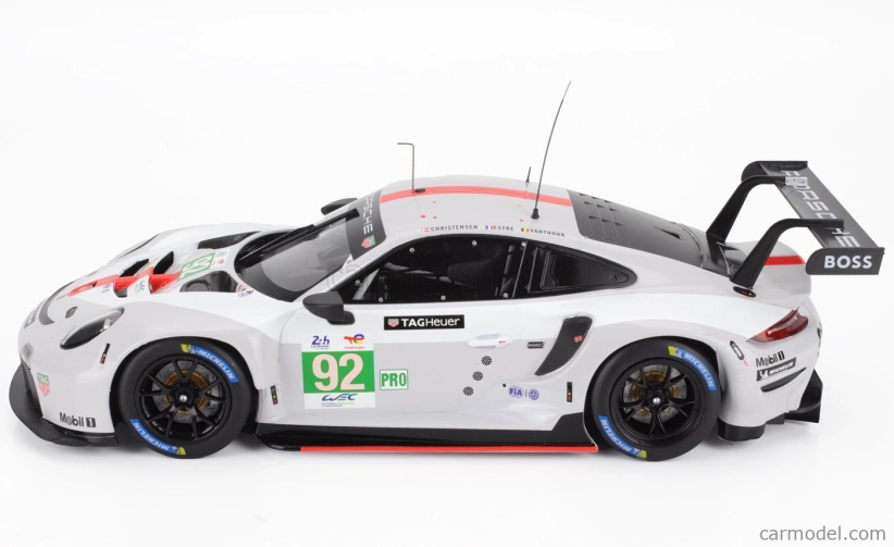 Ixo-models Porsche 911 991-2 Rsr-19 4.2l Team Porsche Gt N 92 24h Le Mans 2022 Michael Christensen - Kevin Estre - Laurens Vanthoor 1:18 Bílá Šedá Červená