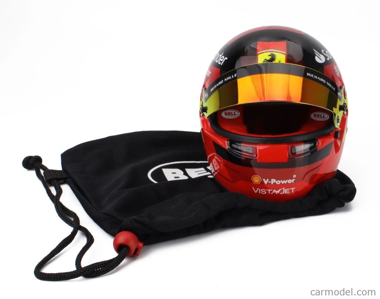 Mini prilba Bell prilba Casco prilba Casco prilba F1 Carlos Sainz Team Ferrari 2024 1:2 Red Black Yellow