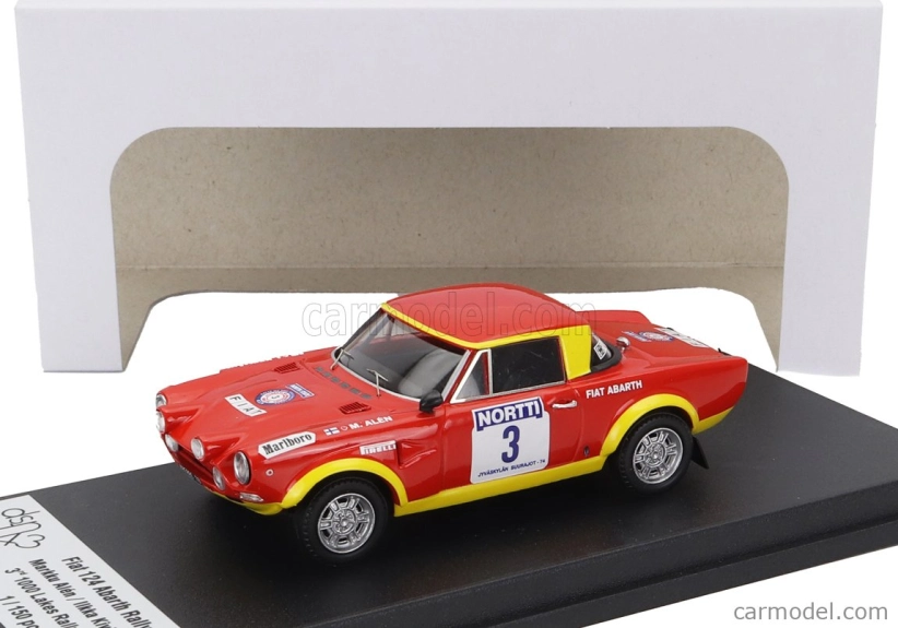 Trofeu Fiat 124 Abarth (night Version) N 3 3rd Rally 1000 Lakes 1974 Markku Alen - Ilkka Kivimaki 1:43 Červená Žlutá
