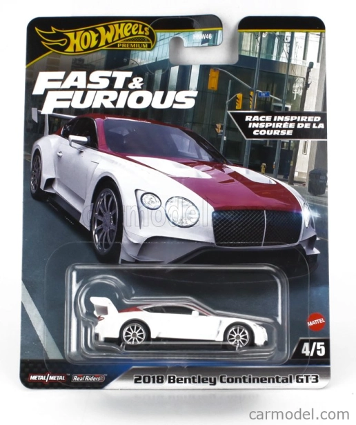 Mattel hot wheels Bentley Continental Gt3 2018 - Fast & Furious 1:64 Biela