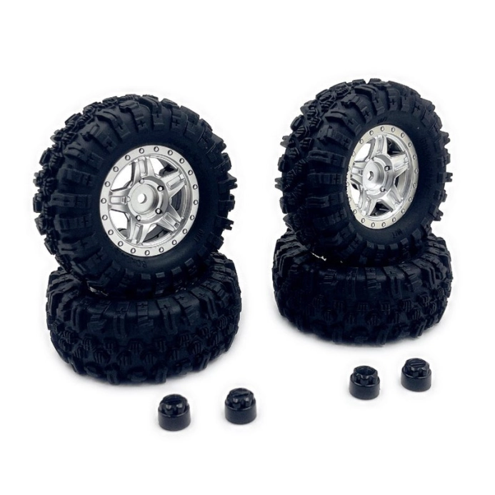 HBP240526 - 1.2inch Mudder Tire Set (60mm), Silver (4)