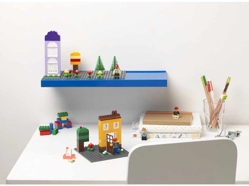 LEGO polička na vystavenie stavebníc - modrá