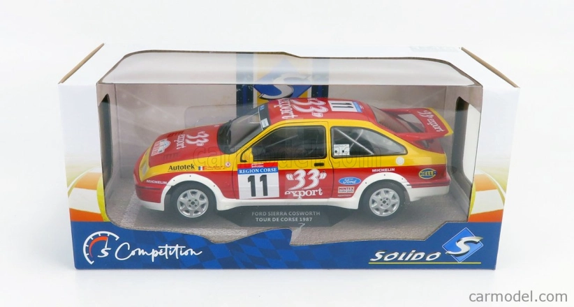 Solido Ford england Sierra Rs Cosworth N 11 Rally Tour De Corse 1987 D.auriol - B.occelli 1:18 Červená Žlutá