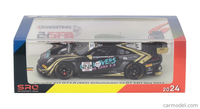 Spark-model Porsche 911 992 Gt3 R 4.2l Team Schumacher Clrt N 22 24h Spa 2024 Ayhancan Guven - Laurin Heinrich - Dorian Boccolacci 1:43 Black Gold