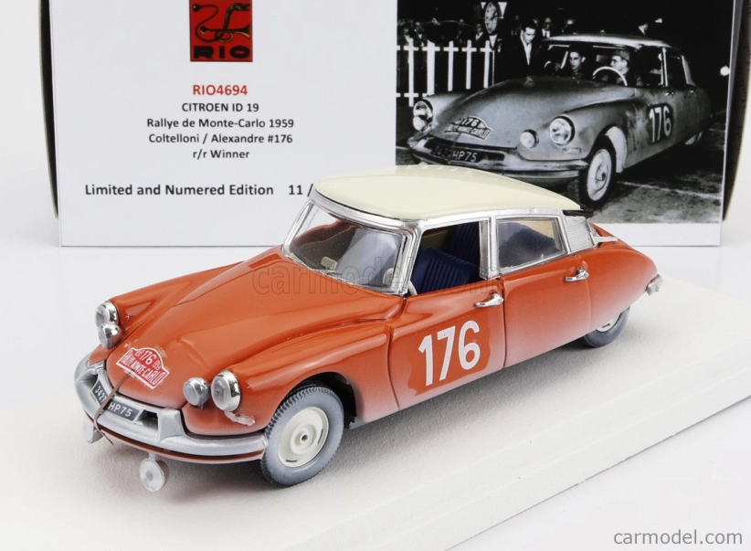 Rio-models Citroen Id19 N 176 Víťaz Rally Montecarlo 1959 P.coltelloni - P.alexandre 1:43 Červená