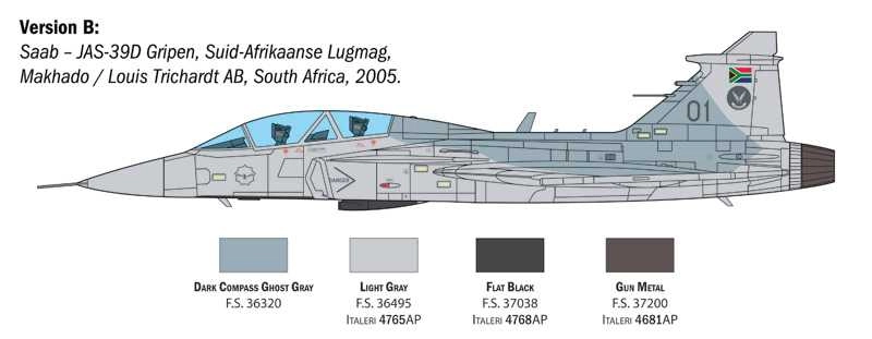 Italeri Saab Jas 39d Gripen Twin Seater Airplane Military 2011 1:48 /