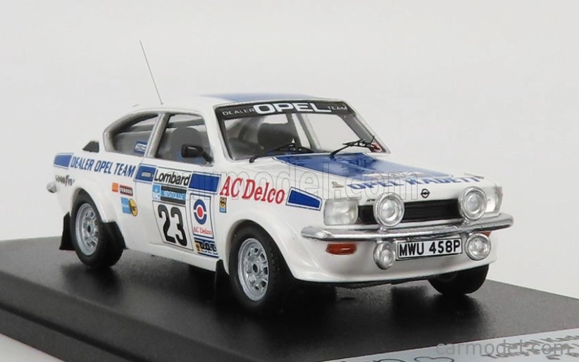 Trofeu Opel Kadett Gt/e (nočná verzia) N 23 Rally Rac Lombard 1975 T.pond - D.richards 1:43 Biela Modrá