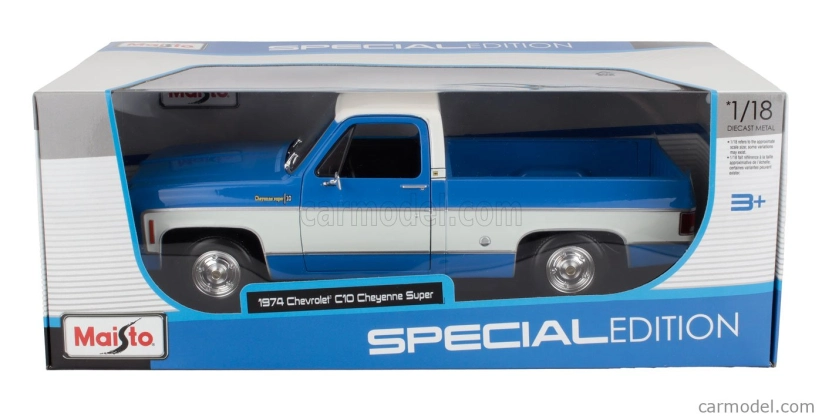 Maisto Chevrolet C-10 Pick-up Cheyenne Super 1974 1:18 modro-biela