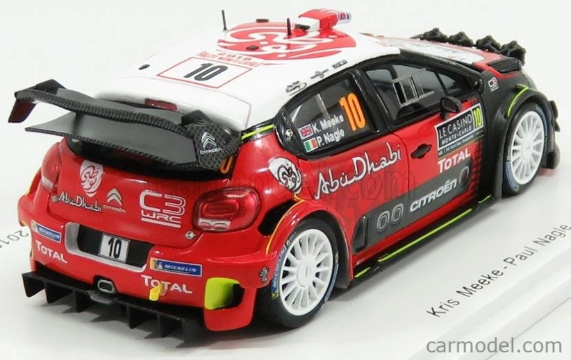Spark-model Citroen C3 Wrc Team Citroen Total Abu Dhabi Wrt N 10 Rally Montecarlo 2018 K.meeke - P.nagle 1:43 Červená Bílá