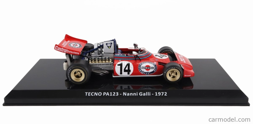 Edicola Tecno F1 Pa123 Team Martini Racing N 14 Sezóna 1972 Nanni Galli - Con Vetrina - s vitrínou 1:24 červená